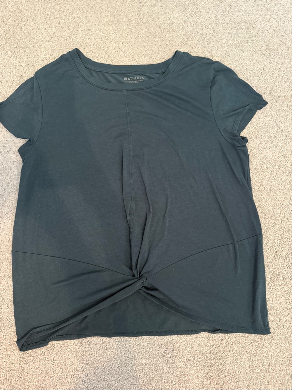 Athleta Dark Teal Twist-Front Short Sleeve Top
